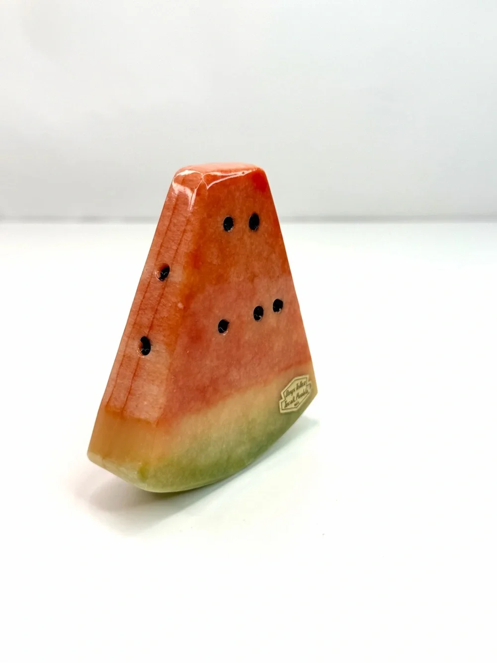 Onyx Tellez Red Green Vintage Alabaster Stone Watermelon Wedge
